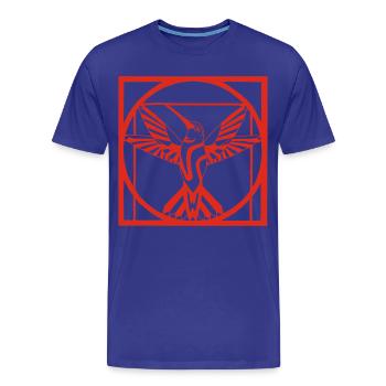 Vitruvius red bird - Men's Premium Organic T-Shirt - royal blue - Front - Damien (186cm)