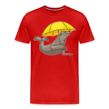 Seal Umbrella - Men's Premium Organic T-Shirt - red - Front - Damien (186cm)