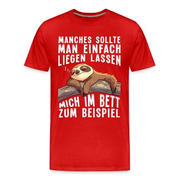 Faultier Morgenmuffel Langschläfer Schlafshirt - Männer Premium Bio T-Shirt - Rot - Vorne - Damien (186cm)
