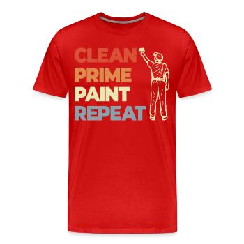 Clean Prime Paint Repeat - Men's Premium Organic T-Shirt - red - Front - Damien (186cm)