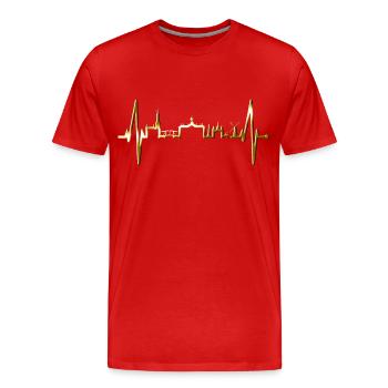 Amsterdam Skyline Niederlande Herzschlag Holland - Männer Premium Bio T-Shirt - Rot - Vorne - Damien (186cm)