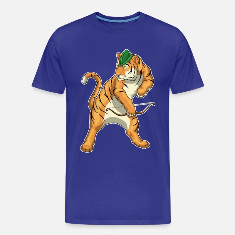 Tiger Bogenschütze Bogen - Männer Premium Bio T-Shirt - Königsblau