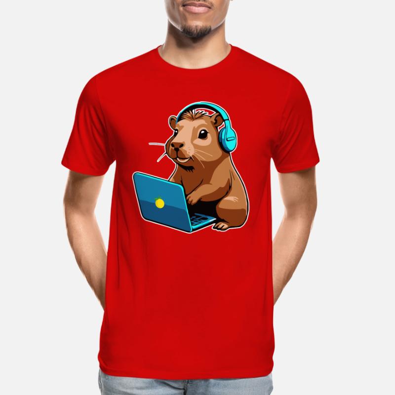 Capybara Programmeur Codeur Ordinateur T-shirt bio Premium Homme
