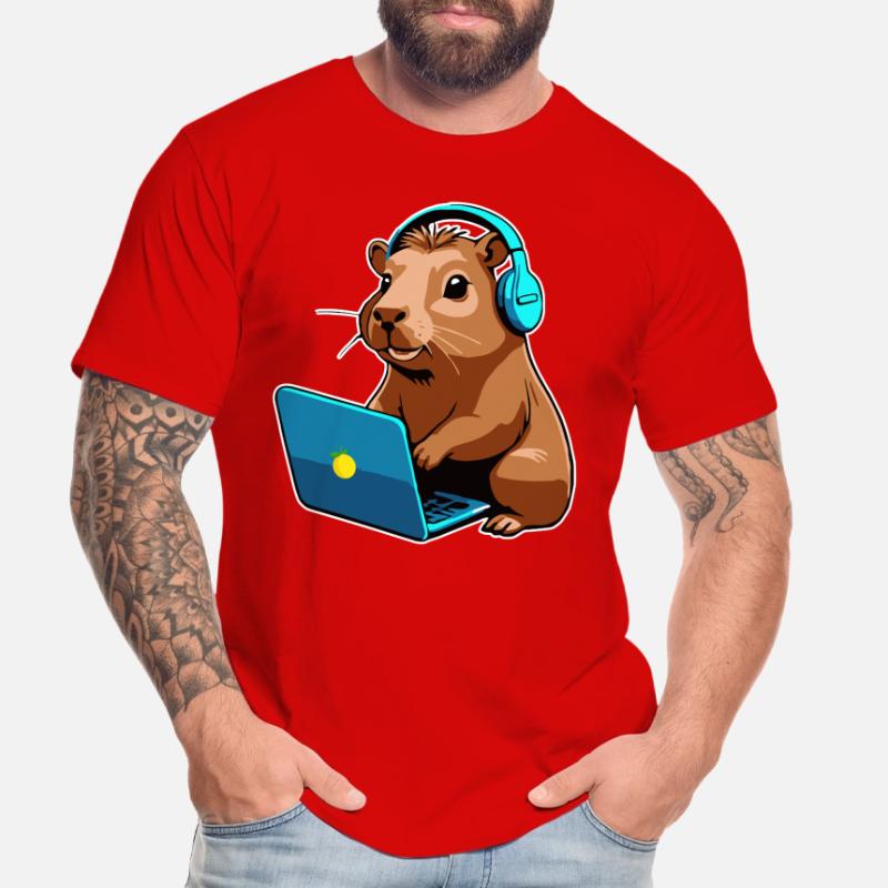 Capybara Programmer Coder Computer Men's Premium Organic T-Shirt
