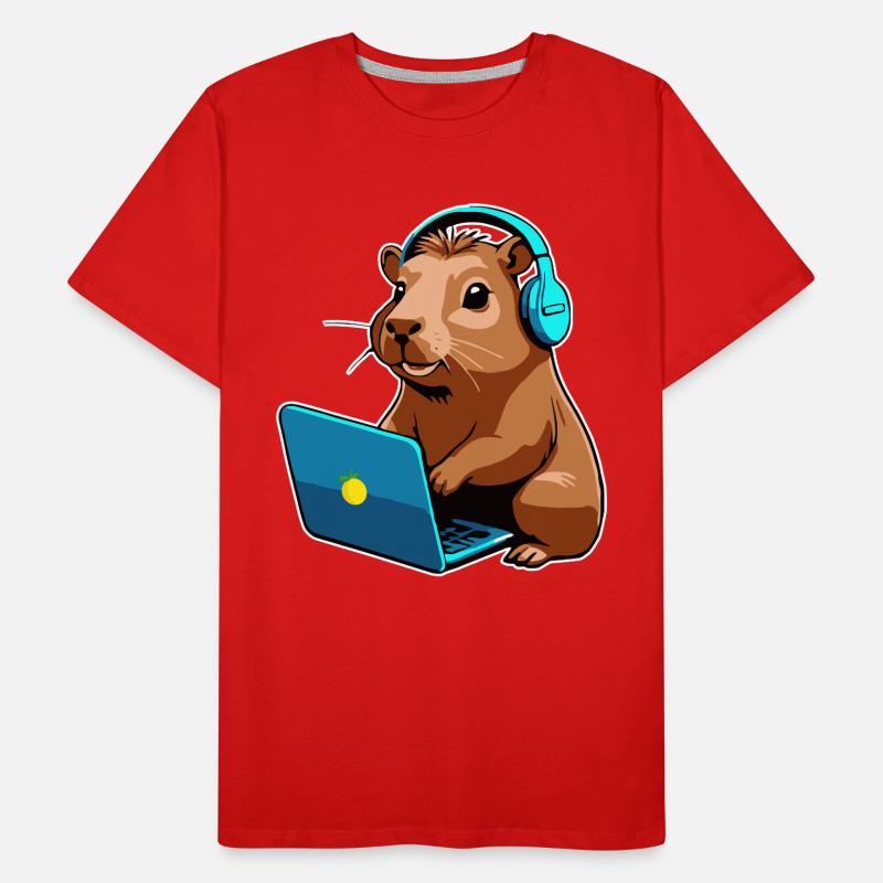 Capybara Programmer Coder Computer Men's Premium Organic T-Shirt
