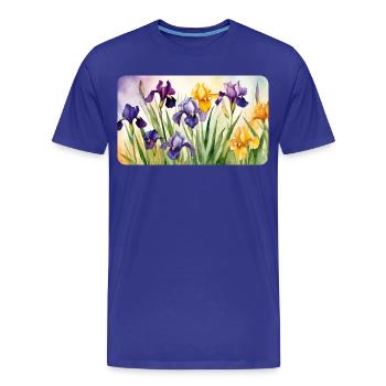 Iris Romantiques - Aquarelles - T-shirt bio Premium Homme - bleu roi - Devant - Damien (186cm)