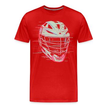 Lacrosse Helmet Graphic - Men's Premium Organic T-Shirt - red - Front - Damien (186cm)