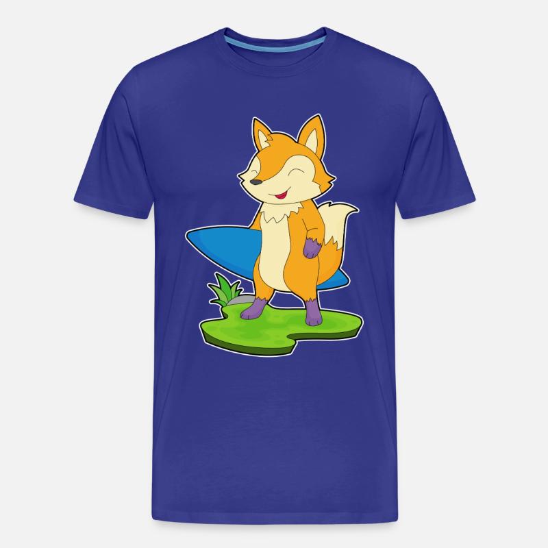 Fuchs Surfer Surfbrett - Männer Premium Bio T-Shirt - Königsblau