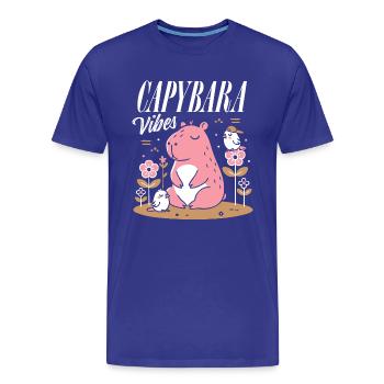 Ambiance détendue de Capybara - T-shirt bio Premium Homme - bleu roi - Devant - Damien (186cm)