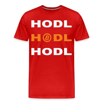 Bitcoin - Hodl Hodl Hodl - T-shirt bio Premium Homme - rouge - Devant - Damien (186cm)