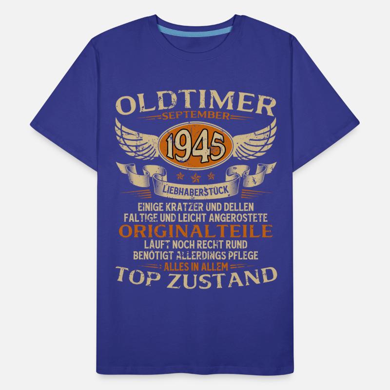 80. Geburtstag Geschenk Oldtimer September 1945 Männer Premium Bio T-Shirt