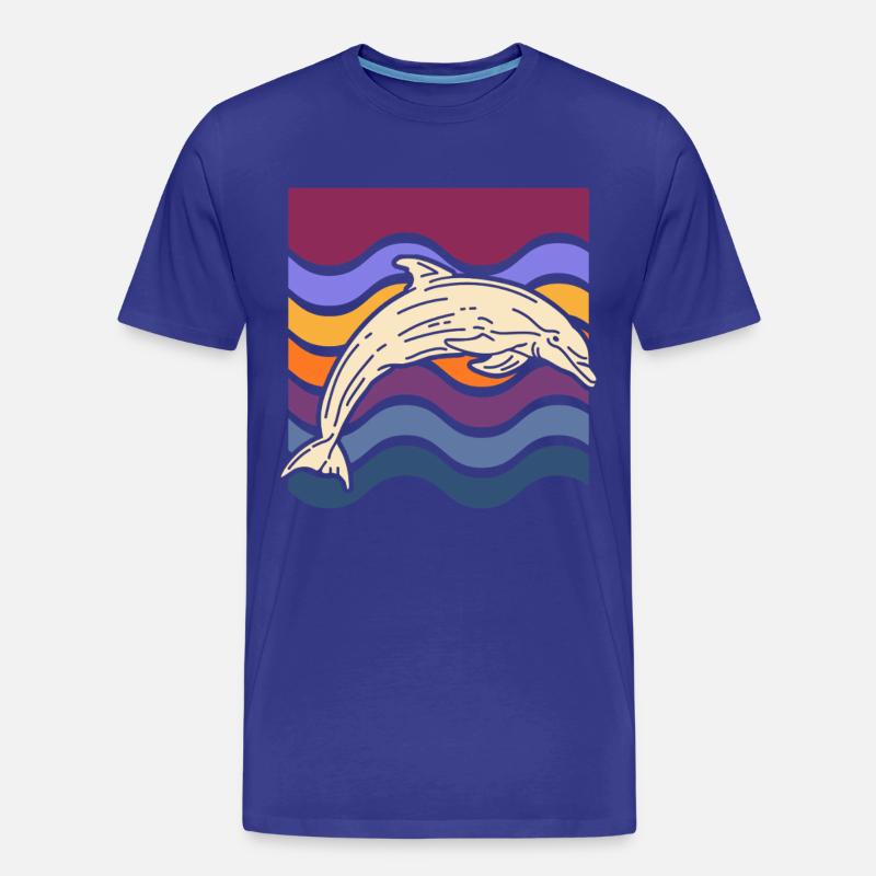 Delfin auf farbigen Wellen - Männer Premium Bio T-Shirt - Königsblau