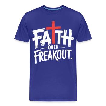 La foi sur la panique La foi en Jésus - T-shirt bio Premium Homme - bleu roi - Devant - Damien (186cm)