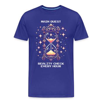 Quête principale : Rappel à la réalité toutes les heures | Rêve lucide - T-shirt bio Premium Homme - bleu roi - Devant - Damien (186cm)