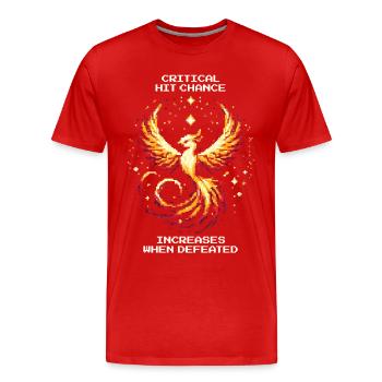 Crit chance increases after defeat | RPG Roguelike - Men's Premium Organic T-Shirt - red - Front - Damien (186cm)