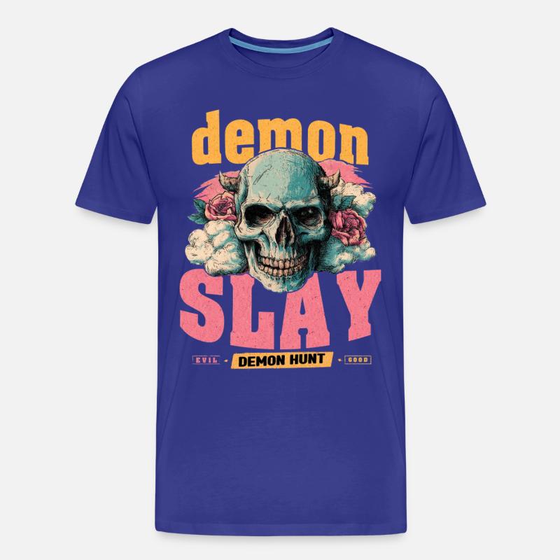 Dämonenjäger Schädel - Männer Premium Bio T-Shirt - Königsblau