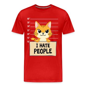 Griesgrämige Katze I Hate People Polizeifoto - Men's Premium Organic T-Shirt - red - Front - Damien (186cm)