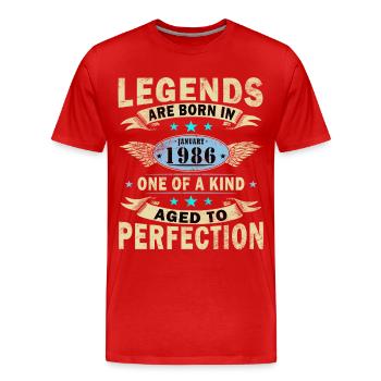 Légende du 40e anniversaire janvier 1986 - T-shirt bio Premium Homme - rouge - Devant - Damien (186cm)