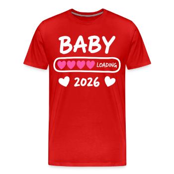 Baby Loading 2026 Parents enceintes - T-shirt bio Premium Homme - rouge - Devant - Damien (186cm)