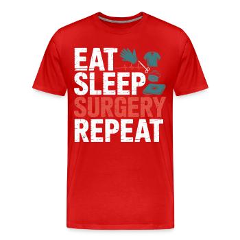 Eat Sleep Surgery Repeat - Men's Premium Organic T-Shirt - red - Front - Damien (186cm)