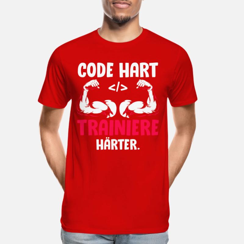 Coder CODE HARD TRAIN HARDER Funny Men's Premium Organic T-Shirt
