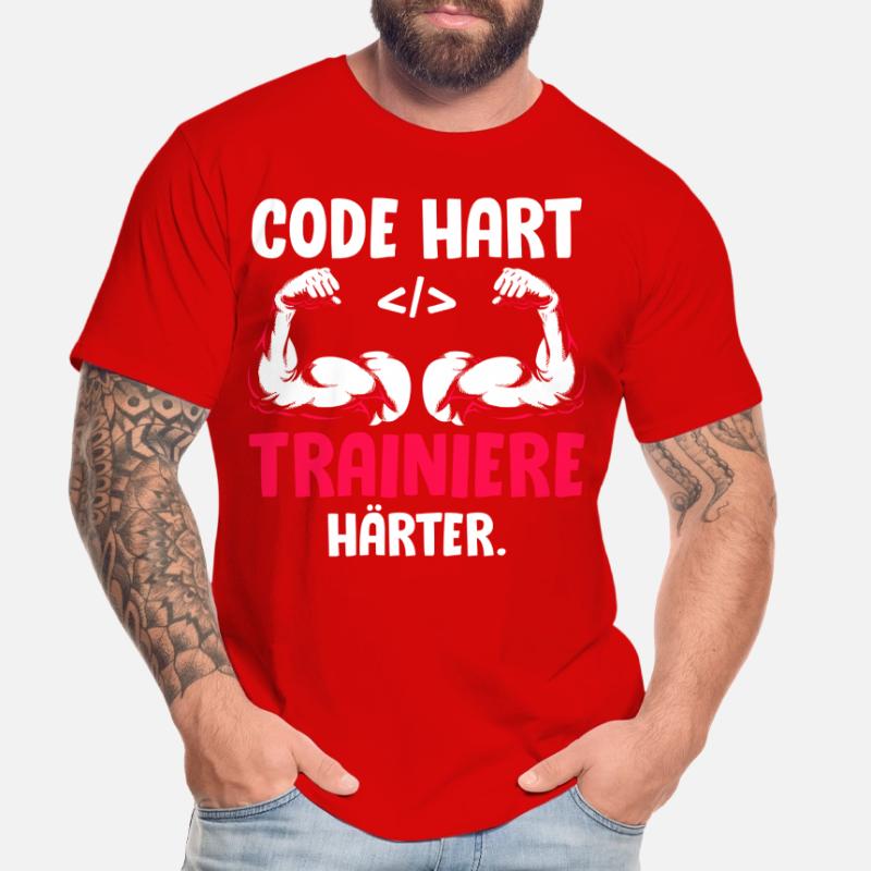 Coder CODE HARD TRAIN HARDER Funny Men's Premium Organic T-Shirt