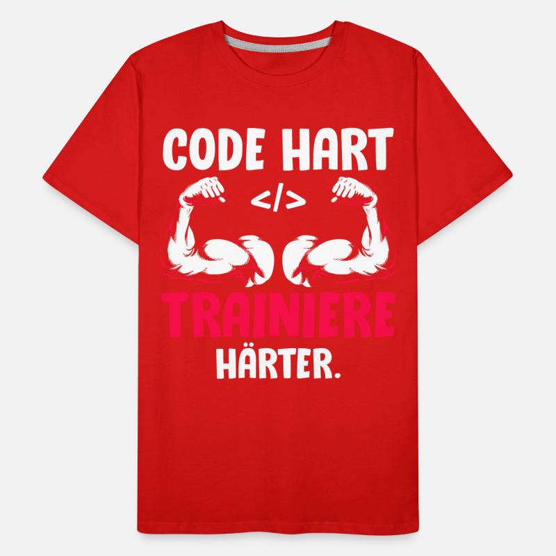 Coder CODE HARD TRAIN HARDER Funny Men's Premium Organic T-Shirt