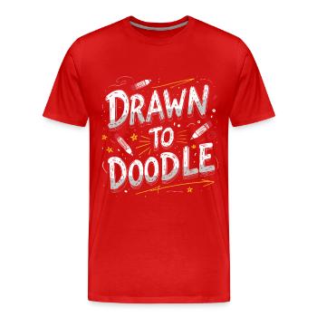 Doodle Doodle Drawing Draw To Doodle - Men's Premium Organic T-Shirt - red - Front - Damien (186cm)