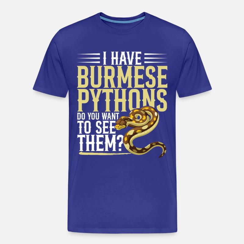 Burmesische Python HDE Schlangen-Stofftier-Reptil - Männer Premium Bio T-Shirt - Königsblau