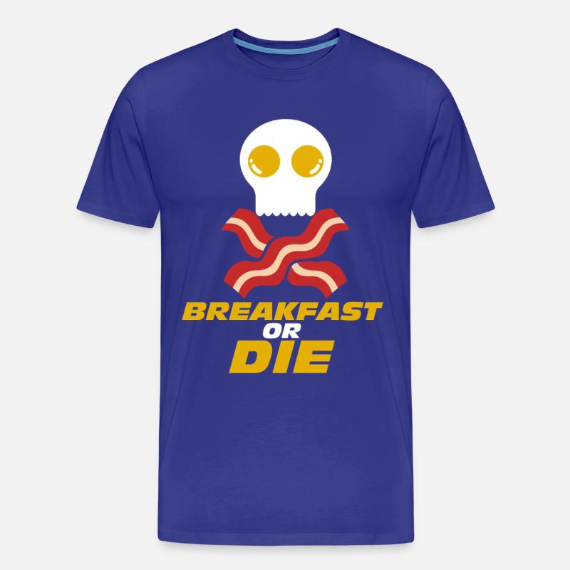 Frühstück oder Totenkopf-Speck-Ei - Männer Premium Bio T-Shirt - Königsblau