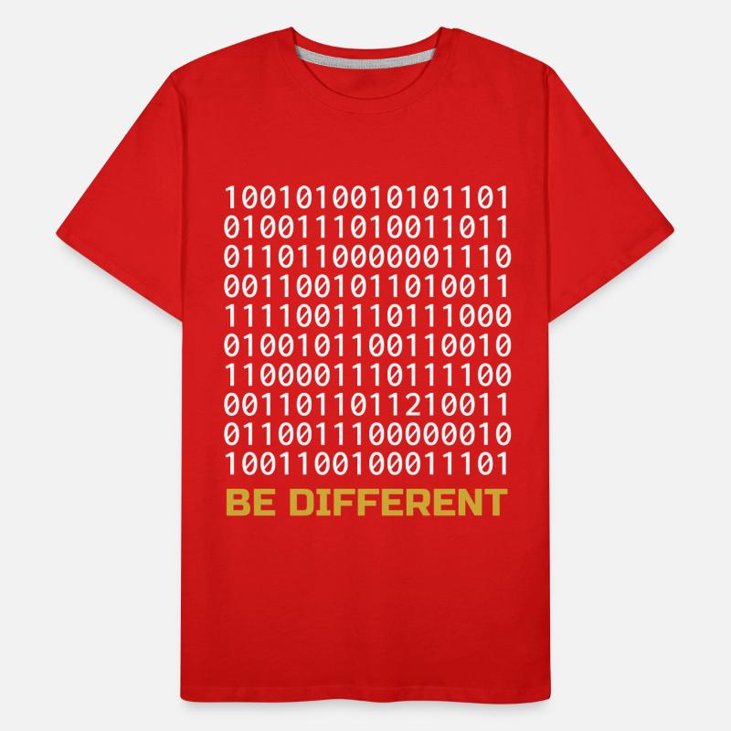 Be Different: Binary Pattern with Message Men's Premium Organic T-Shirt