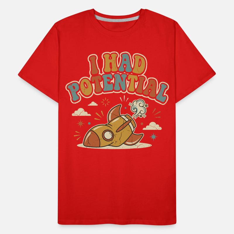 J'avais du Potentiel Fusée Humour Retro T-shirt bio Premium Homme