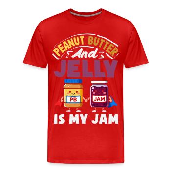 Erdnussbutter & Marmelade Partnerlook Design - Männer Premium Bio T-Shirt - Rot - Vorne - Damien (186cm)