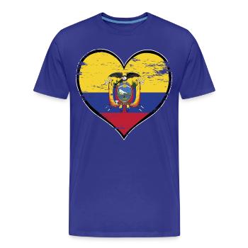 Drapeau du cœur de l’Équateur utilisé - T-shirt bio Premium Homme - bleu roi - Devant - Damien (186cm)