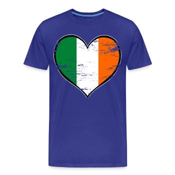 Drapeau du cœur irlandais utilisé - T-shirt bio Premium Homme - bleu roi - Devant - Damien (186cm)