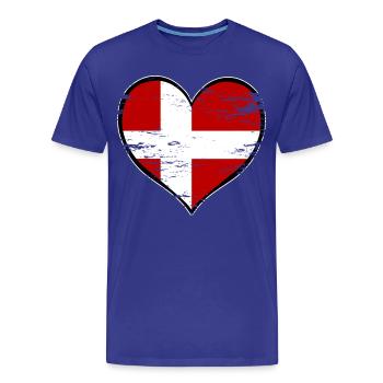 Drapeau du cœur du Danemark utilisé - T-shirt bio Premium Homme - bleu roi - Devant - Damien (186cm)