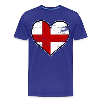 Drapeau du cœur anglais utilisé - T-shirt bio Premium Homme - bleu roi - Devant - Damien (186cm)
