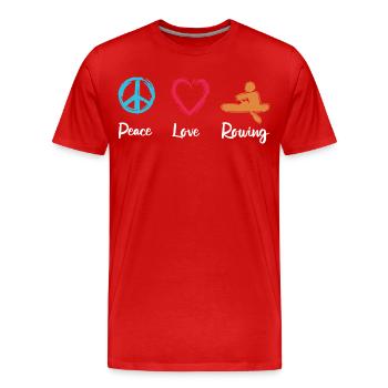 Peace, Love, Rowing - Men's Premium Organic T-Shirt - red - Front - Damien (186cm)
