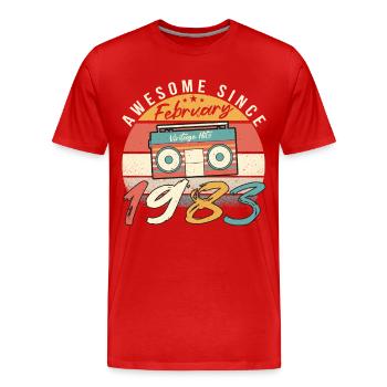 Born January 1983 Vintage - Men's Premium Organic T-Shirt - red - Front - Damien (186cm)