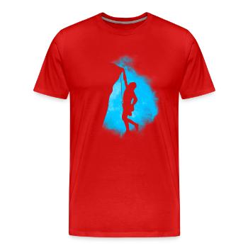 Rock Climb Silhouette - Männer Premium Bio T-Shirt - Rot - Vorne - Damien (186cm)