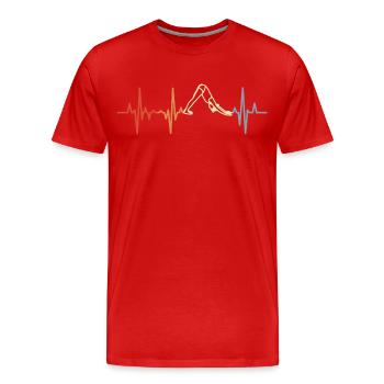 Vintage Yogini Heart Line - Men's Premium Organic T-Shirt - red - Front - Damien (186cm)