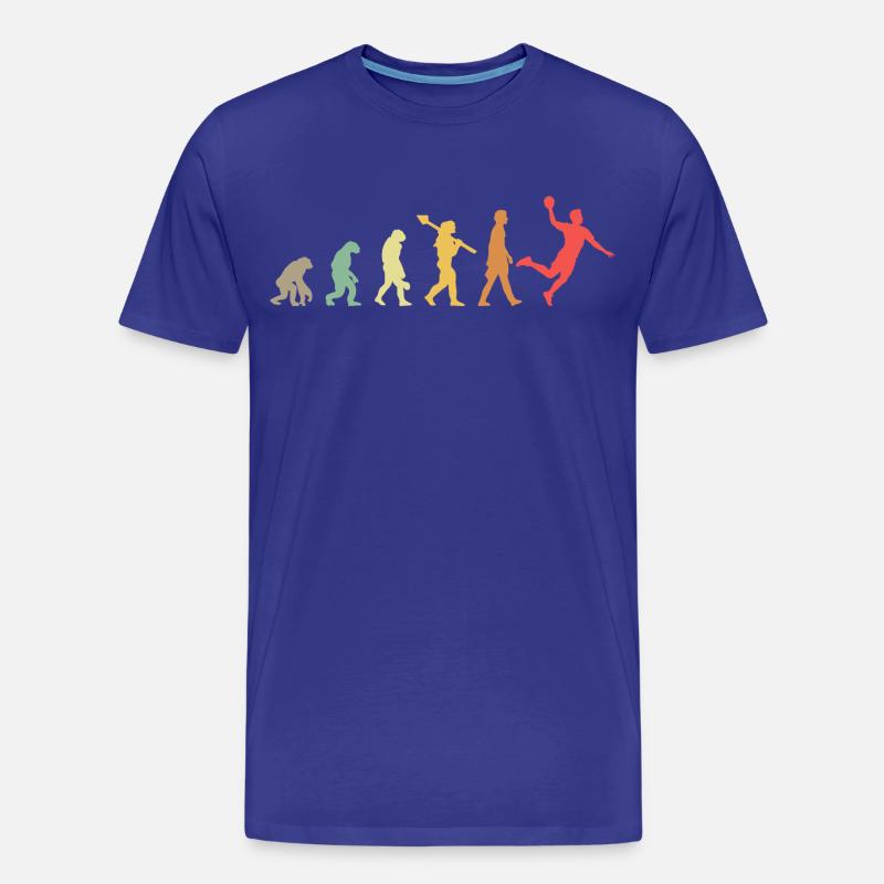Handball Evolution Handballer Entwicklung Retro - Männer Premium Bio T-Shirt - Königsblau