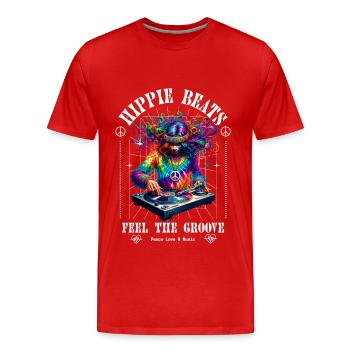 Hippie Beats - Men's Premium Organic T-Shirt - red - Front - Damien (186cm)