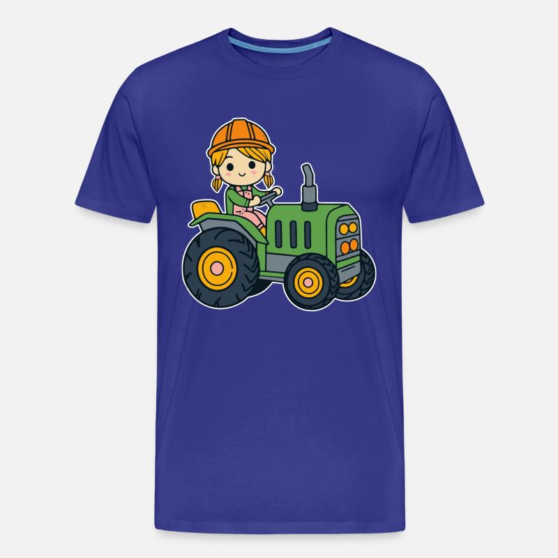 Mädchen mit Traktor - Männer Premium Bio T-Shirt - Königsblau