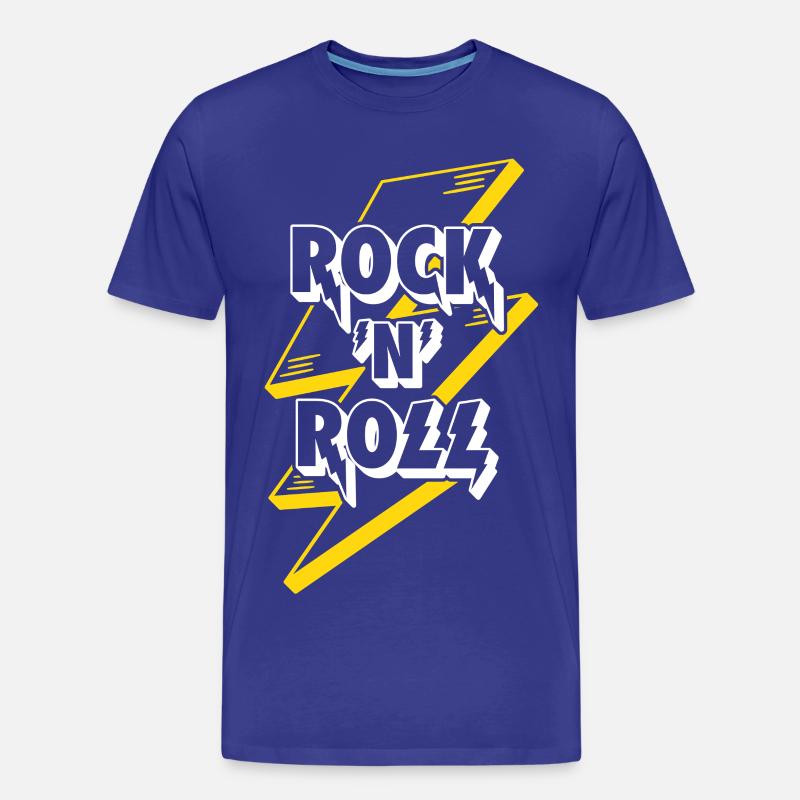 Rock'n'Roll Text Logo mit Blitz - Männer Premium Bio T-Shirt - Königsblau