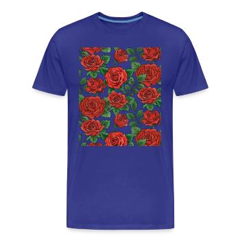 Rosen Muster - Männer Premium Bio T-Shirt - Königsblau - Vorne - Damien (186cm)