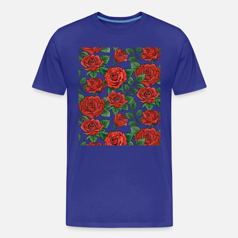 Roses Pattern - Men's Premium Organic T-Shirt - royal blue