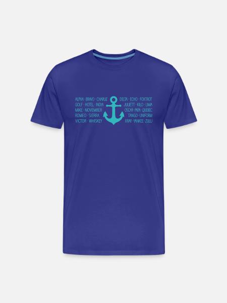 NATO-Alphabet Seefunk mit Anker türkis - Männer Premium Bio T-Shirt - Königsblau