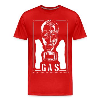 Note industrielle sur le masque à gaz BIRD - T-shirt bio Premium Homme - rouge - Devant - Damien (186cm)