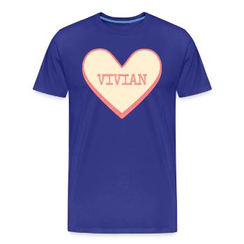 Vivian Nom Prénom Pink Sugar Heart - T-shirt bio Premium Homme - bleu roi - Devant - Damien (186cm)